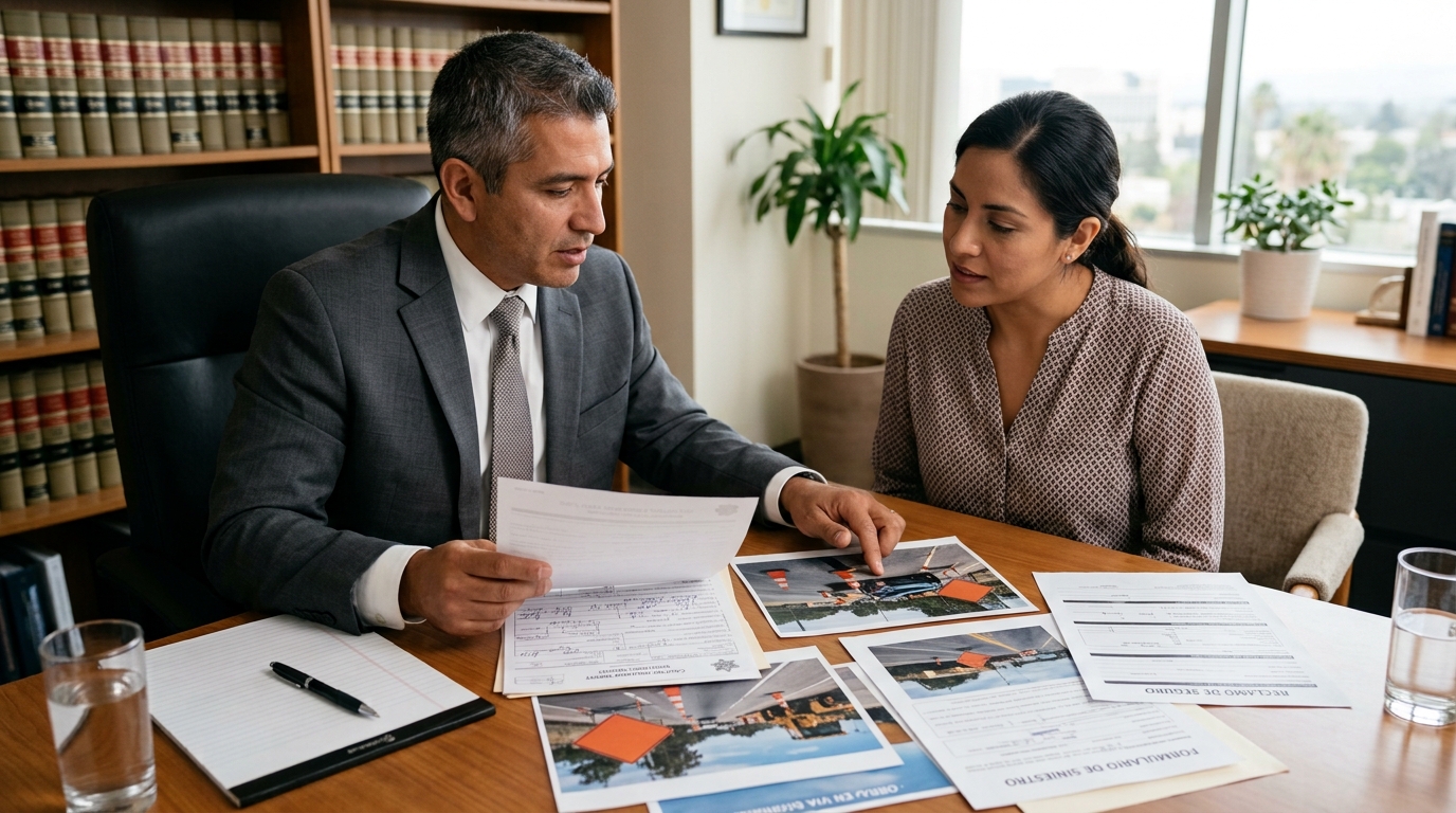 Abogado revisando reclamación por accidente vial