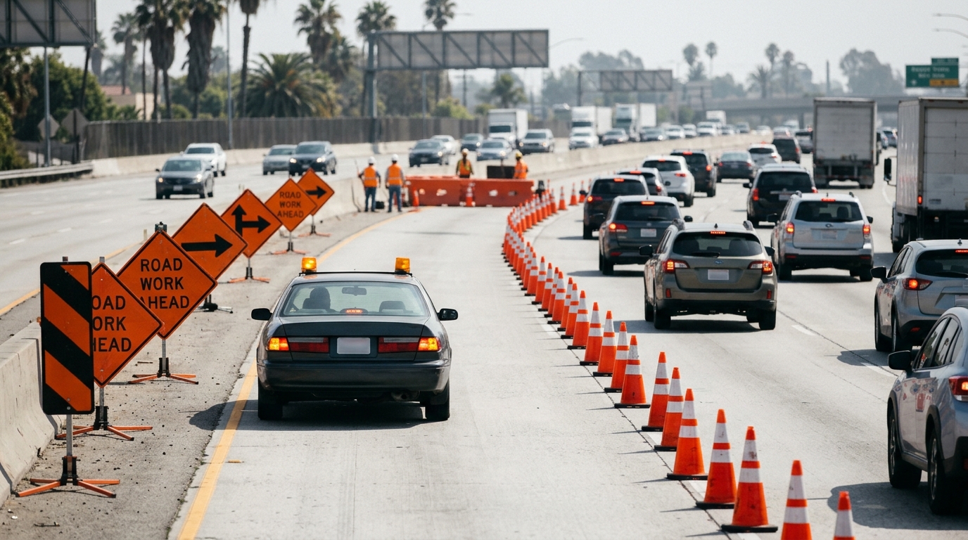 Accidente en zona de trabajo en Los Ángeles