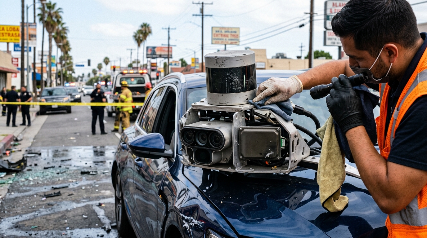 Sensores de robotaxi después de accidente