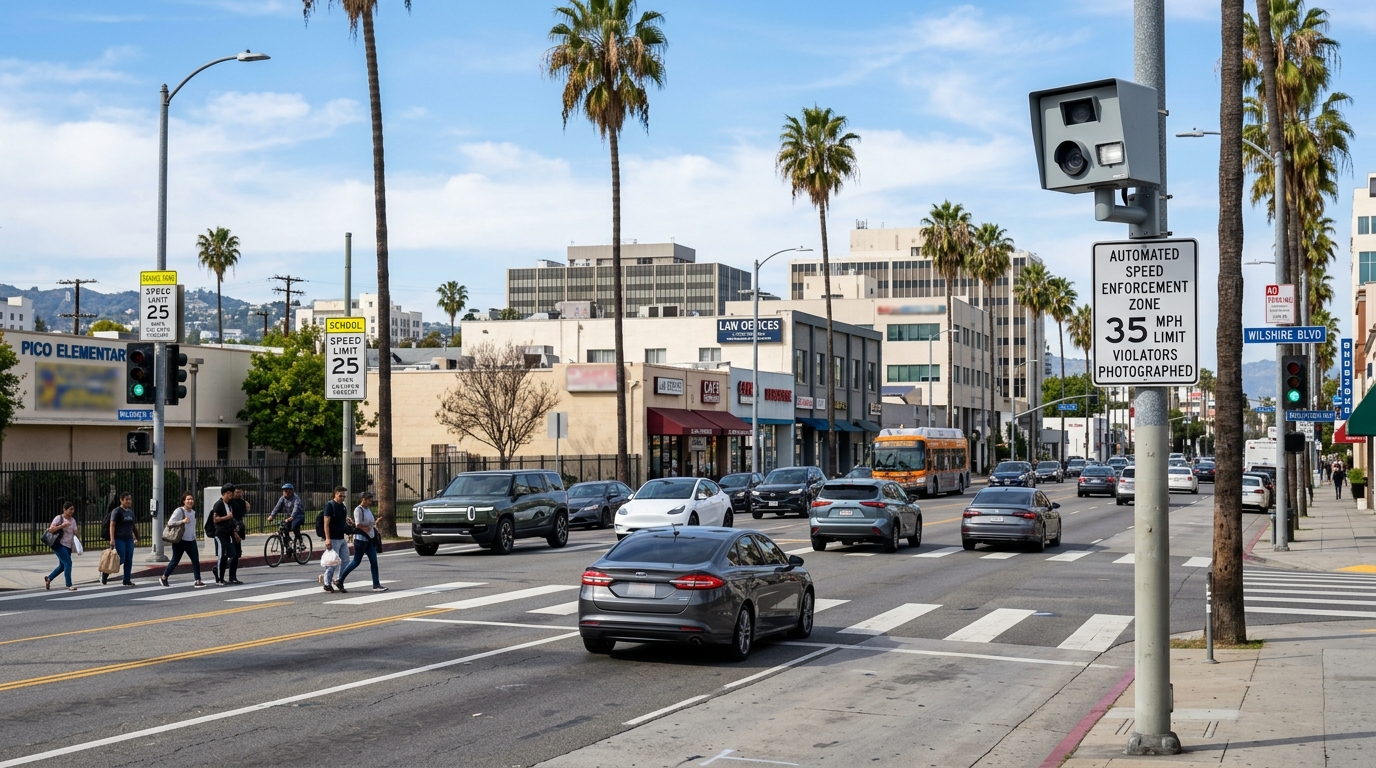 Cámara automática de velocidad en Los Ángeles para prevenir accidentes en 2026