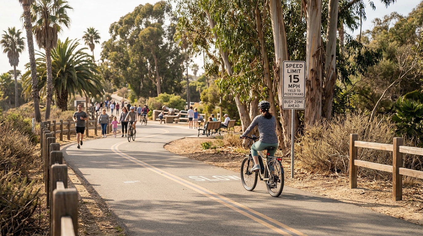 Límite de velocidad para e-bikes en una ciclovía de California bajo AB 2346
